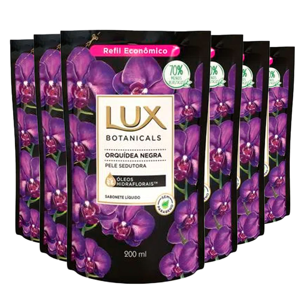 Kit Sabonete Liquido Lux Refil Botanicals Orquidea Negra 200ml 6 Unidades -  Lojas Rede