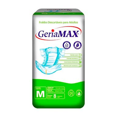 Fralda Descartável Geriátrica Geriamax M - 8 Unidades