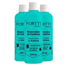 Kit Removedor De Esmalte Fortti A Base De Acetona 500ml - 3 Unidades