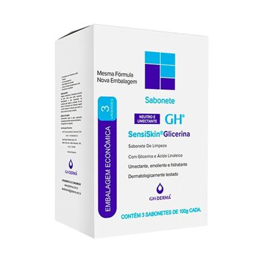 Kit Sabonete em Barra GH Derma Hidratante 100g Com 3 Unidades