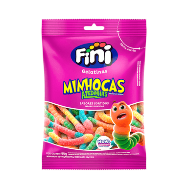 Bala Fini Minhocas Gelat Cítricas 90g