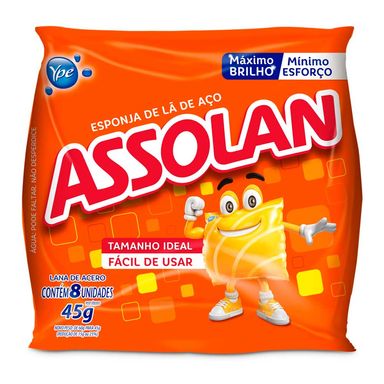 Esponja Lã Aço Assolan Com 8 Unidades 45g