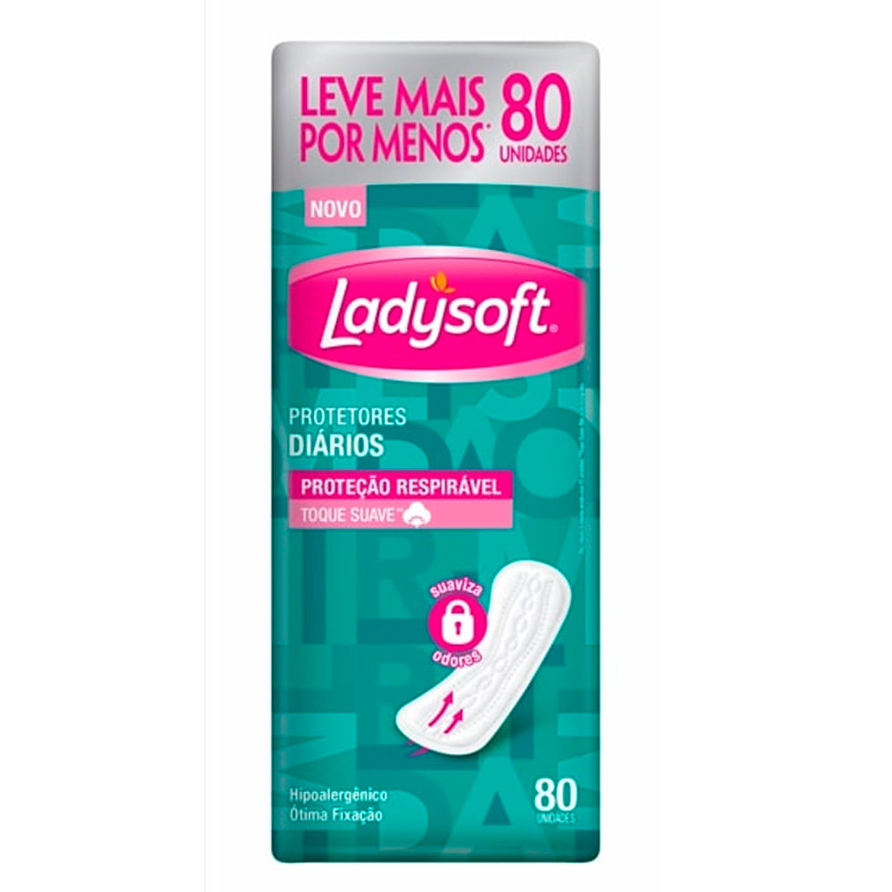 Encontraproduto.com.br - Protetor Diário Ladysoft Protetor Respirável Toque Suave | Com 80 Unidades