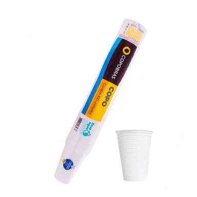 Copo Plástico Copobras Branco Pacote 200ml Com 100 Unidades