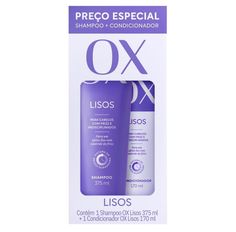 Kit Shampoo 375ml + Condicionador 170ml OX Liso Duradouro