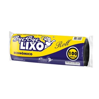 Saco De Lixo Bye Bye Rolo 100L Com 15 Unidades
