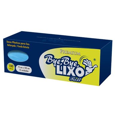 Saco Para Lixo Rolo Bye Bye Premium Azul 100L Com 15 Unidades