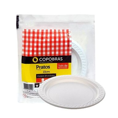 Prato Plástico Copobras Branco 15cm Pacote Com 10 Unidades