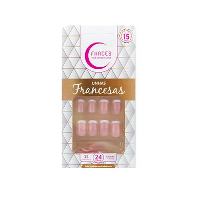 Unhas Postiças Fhaces Encanto Francesa Rosa