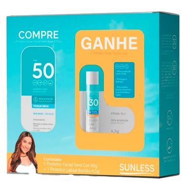 Kit Protetor Solar Facial Sunless 60g FPS50 + Protetor Labial FPS30