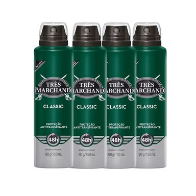 Kit Desodorante Aerosol Très Marchand Classic 150ml - 4 Unidades