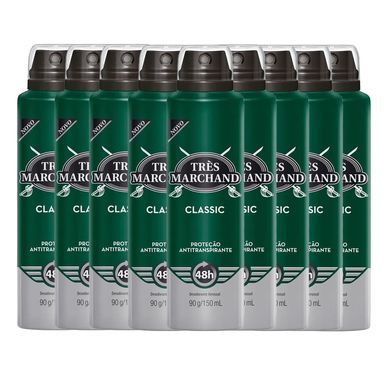 Kit Desodorante Aerosol Très Marchand Classic 150ml - 9 Unidades