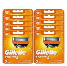 Kit 10 Cargas De Barbear Gillette Fusion5 Com 2 Unidades