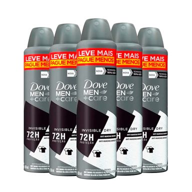 Kit Desodorante Aerosol Dove Men Invisible Dry 250ml - 5 unidades