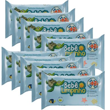 Kit 10 Toalhas Umedecidas Bebê Limpinho Com 140 Unidades