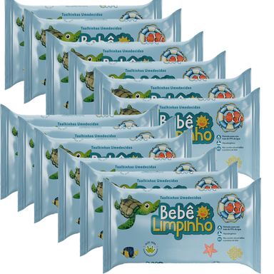 Kit 12 Toalhas Umedecidas Bebê Limpinho Com 140 Unidades
