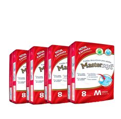 Kit 4 Fralda Geriátrica Mastersoft Regular M 08 Unidades