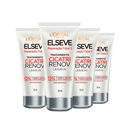 Kit Leave-In De Tratamento Elseve RT5 Cicatri Renov 50ml 4- Unidades