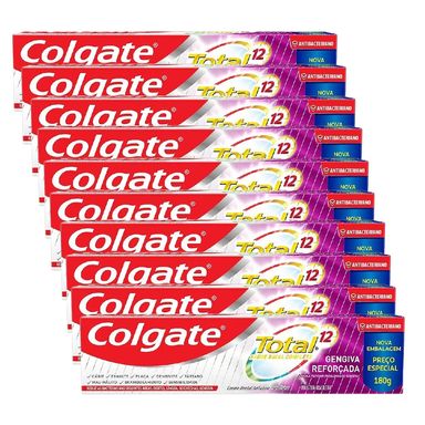 Kit Creme Dental Colgate Total 12 Gengiva Reforçada 180g - 10 Unidades