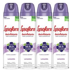 Kit 4 Desinfetantes Lysoform Aerosol Lavanda 360ml