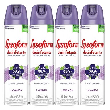 Kit 4 Desinfetantes Lysoform Aerosol Lavanda 360ml
