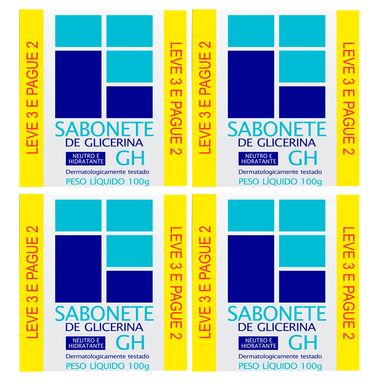 Kit 4 Caixas De Sabonete Em Barra GH Glicerina 100g  3 Unidades