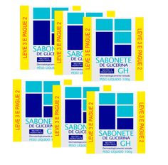 Kit 6 Caixas De Sabonete Em Barra GH Glicerina 100g 3 Unidades