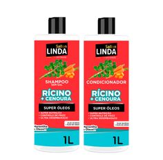 Kit Shampoo + Condicionador Rícino e Cenoura Sallon Linda 1L