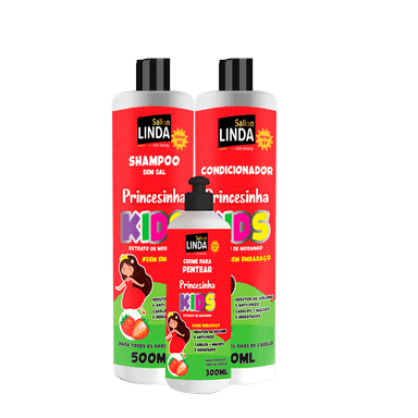 Kit Sallon Linda Shampoo + Condicionador + Creme Pentear Kids  Princesinha