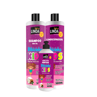 Kit Sallon Linda Shampoo + Condicionador + Creme Pentear Kids Bibizinha