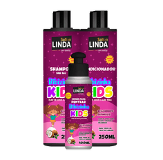 Kit Sallon Linda Kids Shampoo + Condicionador + Creme Pentear Bibizinha