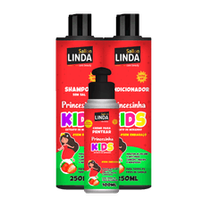 Kit Sallon Linda Kids Shampoo + Condicionador + Creme Pentear Princesinha