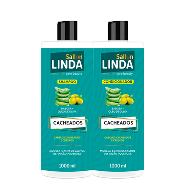Kit Sallon Linda Shampoo + Condicionador Cacheados 1L