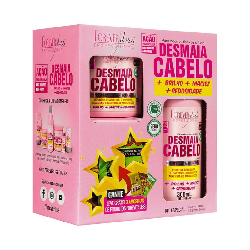 Kit Desmaia Cabelo Forever Liss Com Shampoo 300ml + Máscara 200g - Lojas  Rede