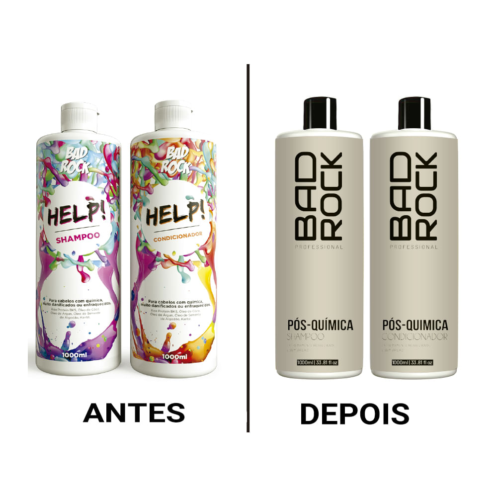 Kit Shampoo + Condicionador Bad Rock Help 1L - Lojas Rede