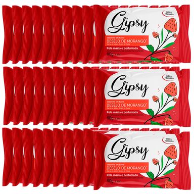 Kit Sabonete Em Barra Gipsy Desejo De Morango 80g Com 30 Unidades