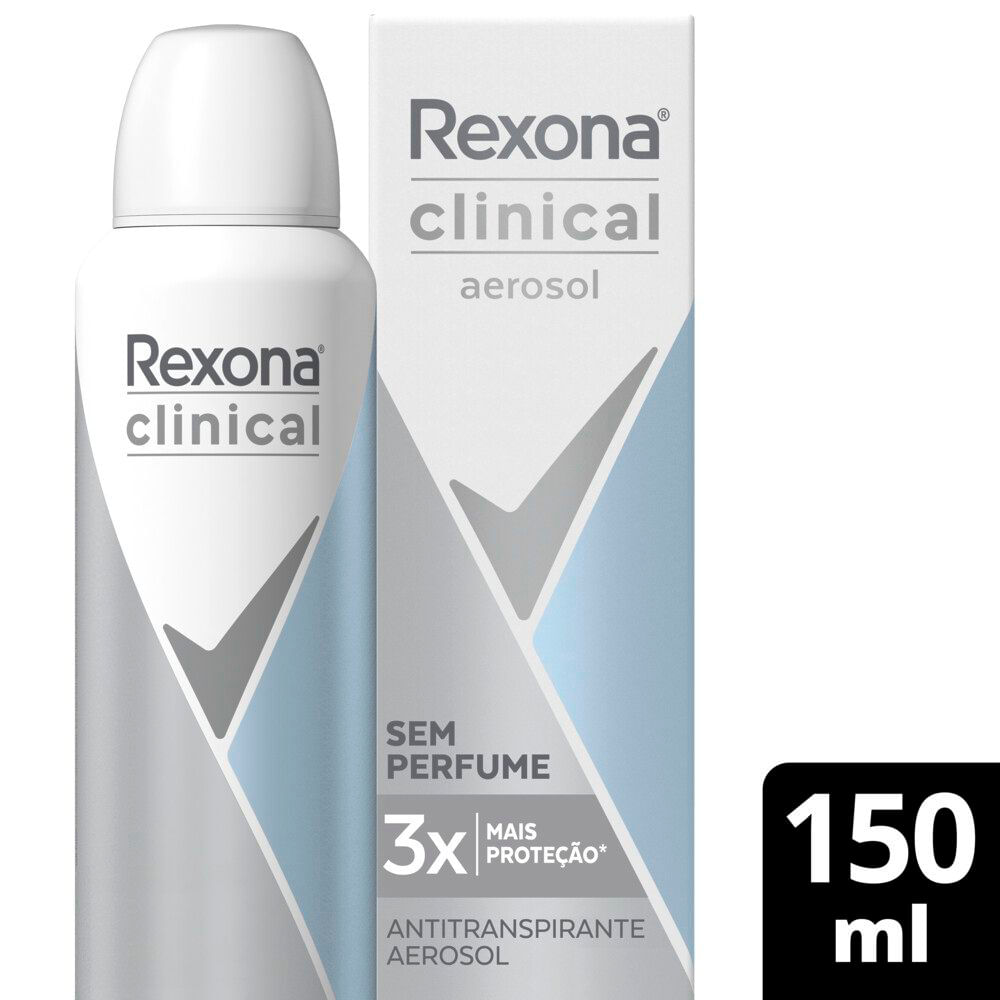 Desodorante Antitranspirante Aerosol Rexona Clinical Sem Perfume 150ml ...