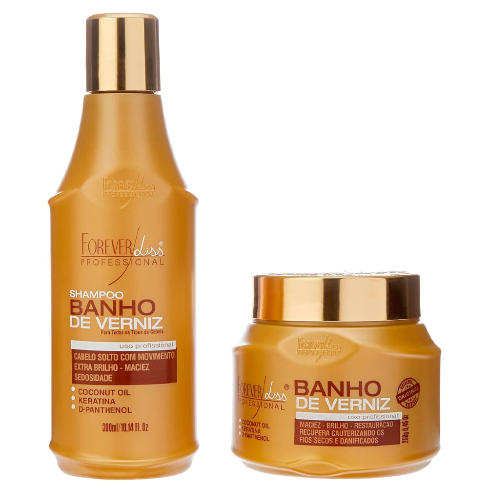 Kit Especial Banho de Verniz Forever Liss Shampoo 300ml+Máscara 250g -  Lojas Rede