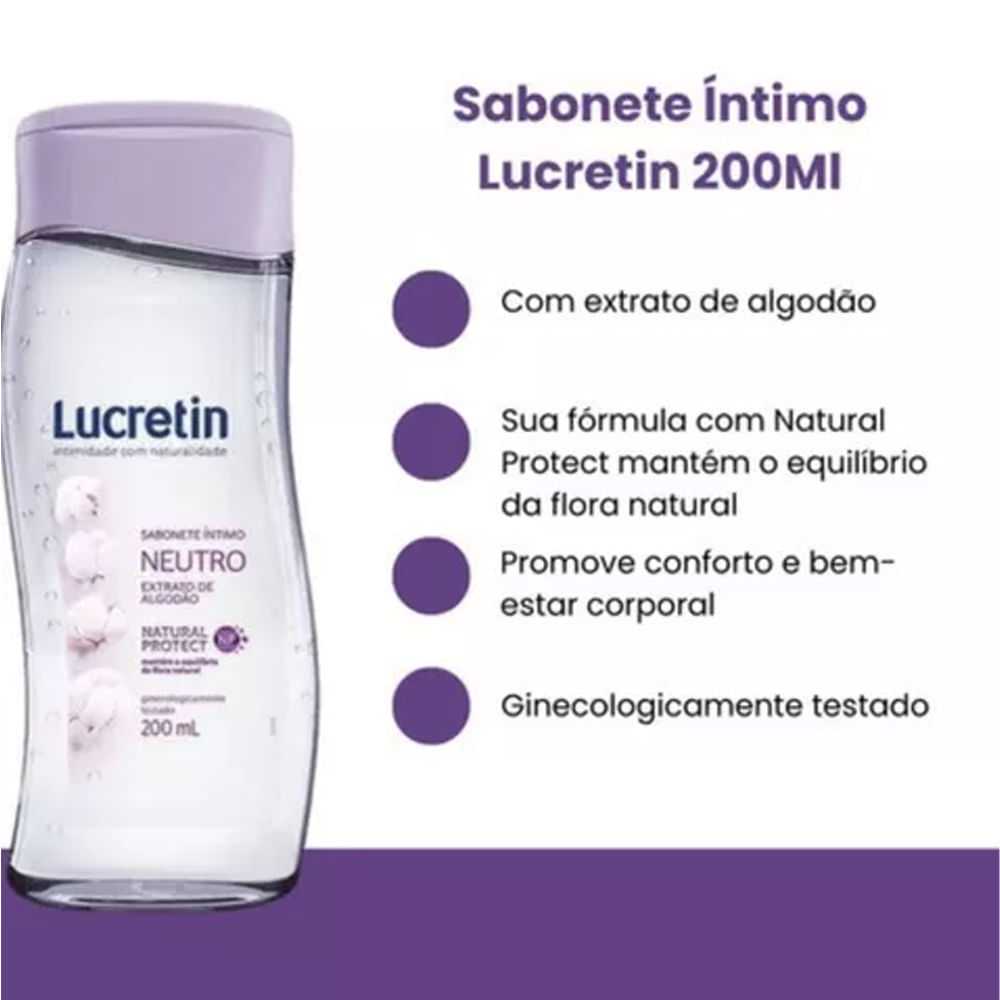 Sabonete Íntimo Líquido Lucretin Neutro 200ml - Lojas Rede