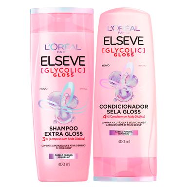 Kit Shampoo Elseve Glycolic Gloss 400ml + Condicionador  Elseve Glycolic Gloss 400ml