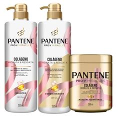 Kit Pantene Shampoo 510ml, Condicionador 510ml e Máscara Colágeno 550ml