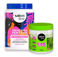 Kit Creme De Pentear Salon Line Nutricao Reparadora 1kg e Gelatina Salon Line 550g