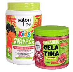 Kt Creme De Pentear Salon Line Cachinhos Definidos Kids 1kg E Gelatina Salon Line Todecacho Melancia Kids 550g