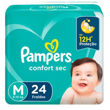 Fralda Descartável Pampers Confort Sec M - 24 Tiras