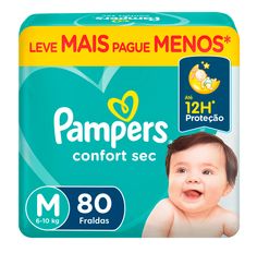 Fralda Descartável Pampers Confort Sec Giga M Com 80 Unidades