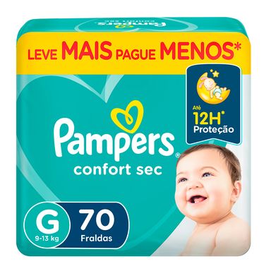 Fralda Descartável Pampers Confort Sec Giga G Com 70 Unidades