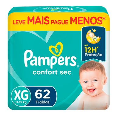 Fralda Descartável Pampers Confort Sec Giga XG Com 62 Unidades