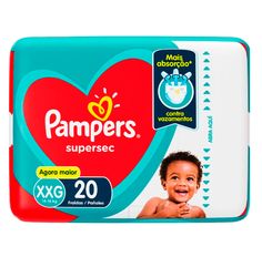 Fralda Descartável Pampers Supersec Pacotão XXG 20 Unidades