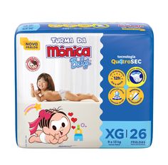 Fralda Descartável Turma Da Mônica Econômica XG - 26 Unidades