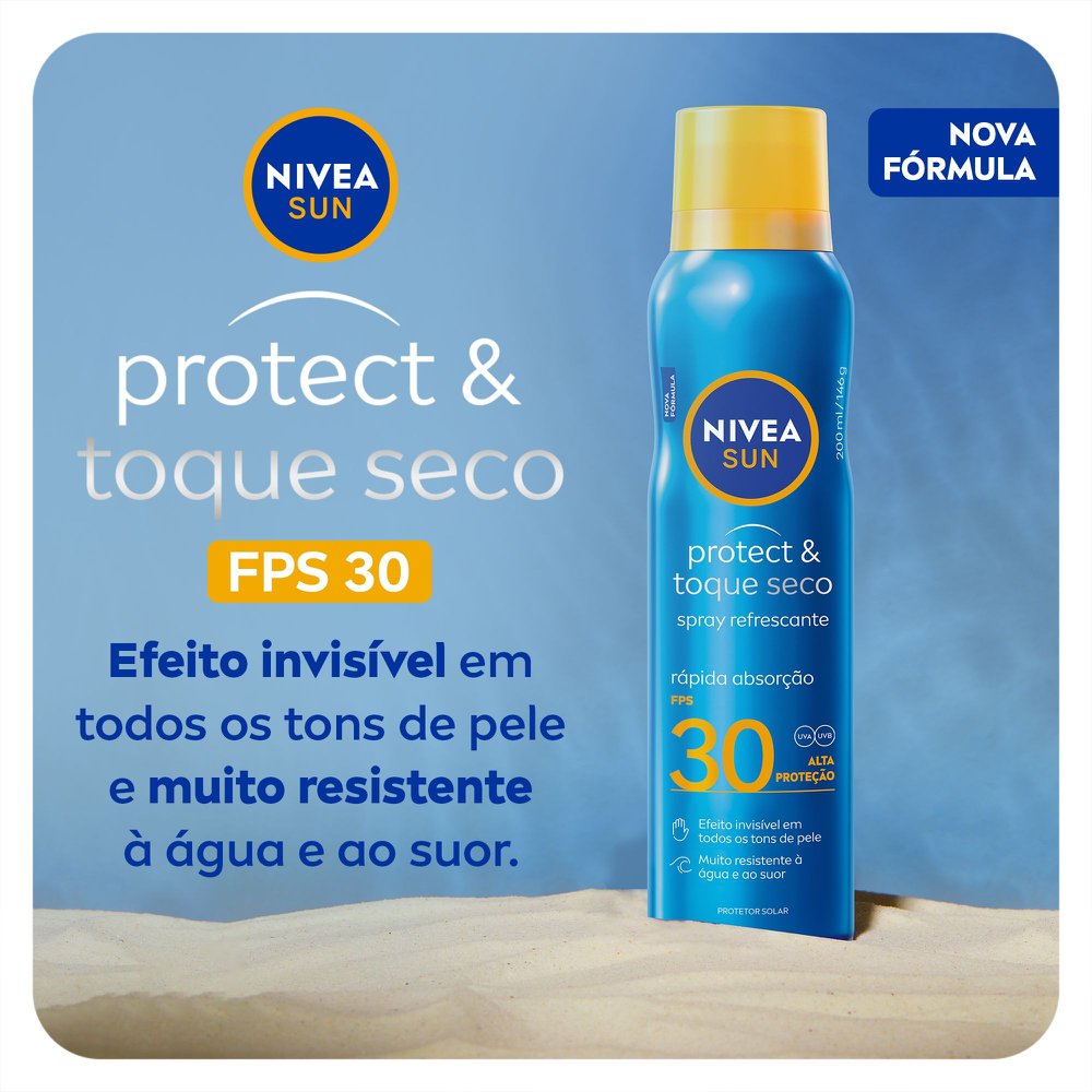 Protetor Solar Nivea Sun Spray Protect Toque Seco FPS 30 200ml - Lojas Rede